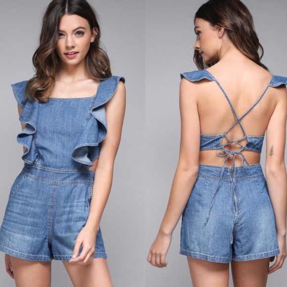 LAST 2 * Pocket Denim Romper - Picture 4 of 7